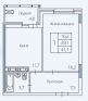 1-комнатная квартира, 41 кв.м.