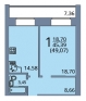 1-комнатная квартира, 49 кв.м.
