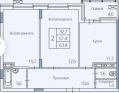 2-комнатная квартира, 63 кв.м.