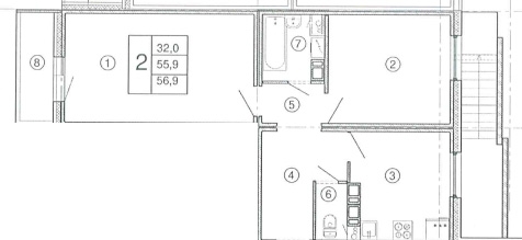 2-комнатная квартира, 57 кв.м.