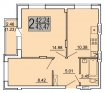 2-комнатная квартира, 44 кв.м.