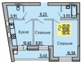 2-комнатная квартира, 56 кв.м.