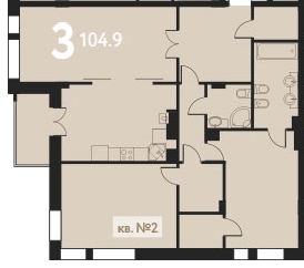 3-комнатная квартира, 125 кв.м.