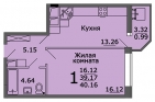 1-комнатная квартира, 40 кв.м.