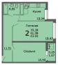 2-комнатная квартира, 64 кв.м.